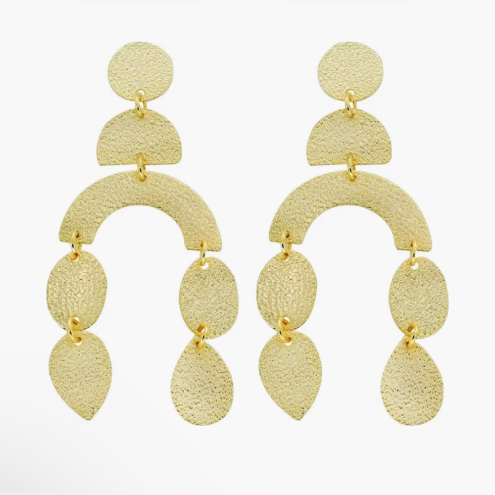 Panacea Pebble Textured Deco Drop Earrings NEW  GOLD IN COLOR GORGEOUS
